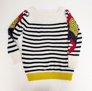 Striped Sweater with Parrot Design